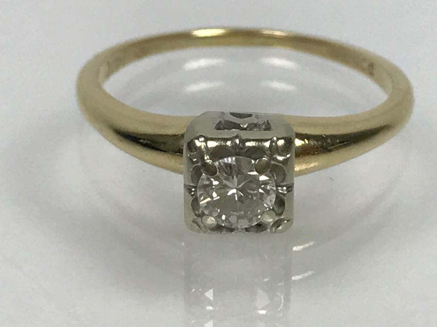 14K Yellow Gold Solitaire Vintage Diamond Ring .25Ct VS-1 G Ring Size 7 [Photo 16]