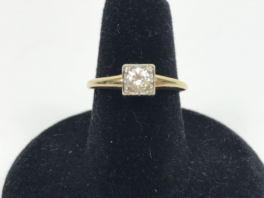 14K Yellow Gold Solitaire Vintage Diamond Ring .25Ct VS-1 G Ring Size 7 [Photo 3]