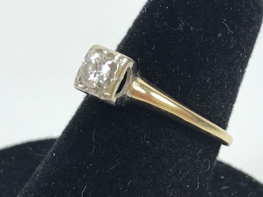 14K Yellow Gold Solitaire Vintage Diamond Ring .25Ct VS-1 G Ring Size 7 [Photo 11]