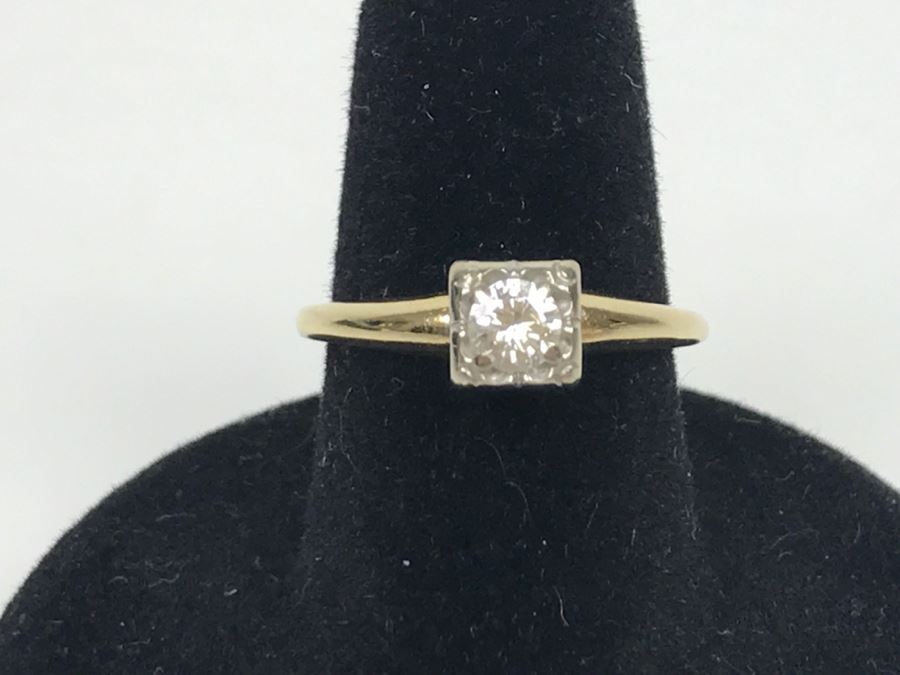 14K Yellow Gold Solitaire Vintage Diamond Ring .25Ct VS-1 G Ring Size 7 [Photo 4]