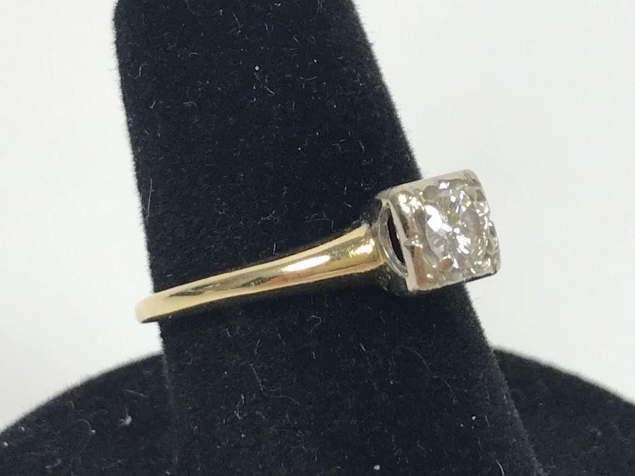 14K Yellow Gold Solitaire Vintage Diamond Ring .25Ct VS-1 G Ring Size 7 [Photo 5]