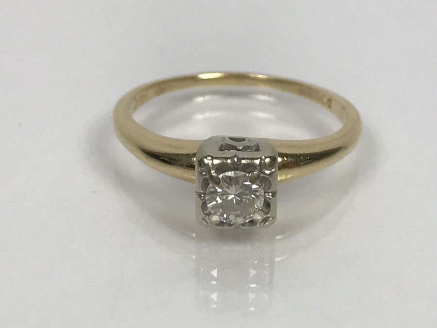 14K Yellow Gold Solitaire Vintage Diamond Ring .25Ct VS-1 G Ring Size 7 [Photo 24]
