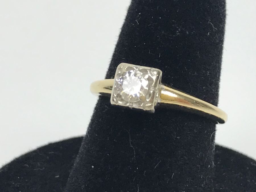 14K Yellow Gold Solitaire Vintage Diamond Ring .25Ct VS-1 G Ring Size 7 [Photo 14]