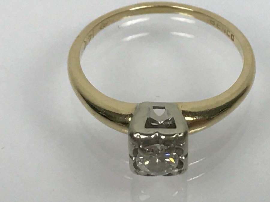 14K Yellow Gold Solitaire Vintage Diamond Ring .25Ct VS-1 G Ring Size 7 [Photo 17]