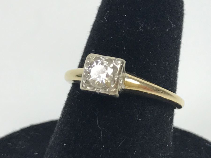 14K Yellow Gold Solitaire Vintage Diamond Ring .25Ct VS-1 G Ring Size 7 [Photo 13]