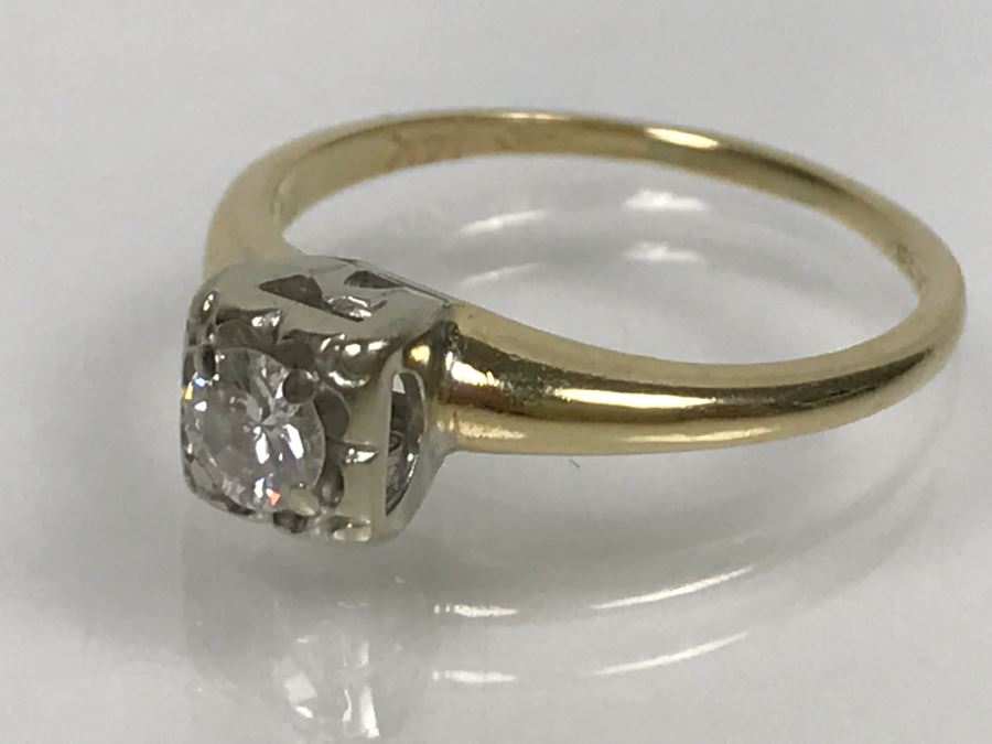 14K Yellow Gold Solitaire Vintage Diamond Ring .25Ct VS-1 G Ring Size 7 [Photo 19]