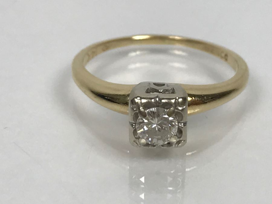 14K Yellow Gold Solitaire Vintage Diamond Ring .25Ct VS-1 G Ring Size 7 [Photo 15]