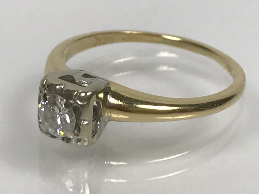 14K Yellow Gold Solitaire Vintage Diamond Ring .25Ct VS-1 G Ring Size 7 [Photo 18]