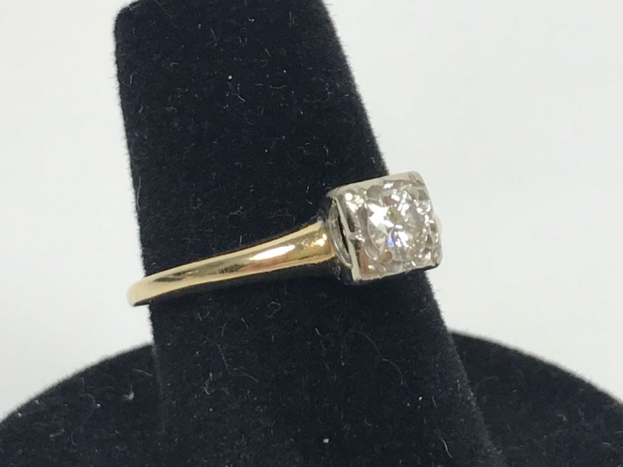 14K Yellow Gold Solitaire Vintage Diamond Ring .25Ct VS-1 G Ring Size 7 [Photo 6]