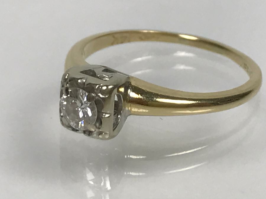 14K Yellow Gold Solitaire Vintage Diamond Ring .25Ct VS-1 G Ring Size 7 [Photo 20]