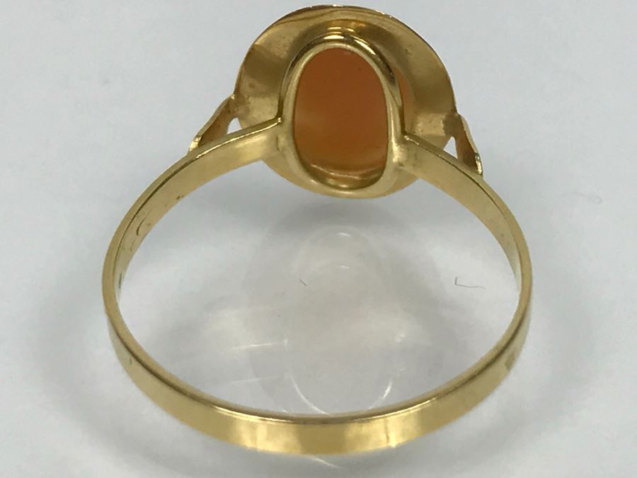 18K Yellow Gold Shell Cameo Ring 1.8g Ring Size 7 1/4 [Photo 15]
