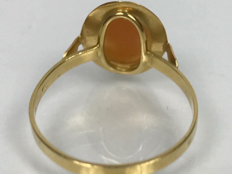 18K Yellow Gold Shell Cameo Ring 1.8g Ring Size 7 1/4 [Photo 14]