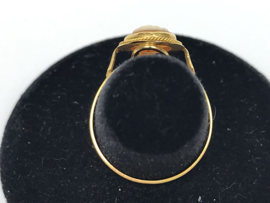 18K Yellow Gold Shell Cameo Ring 1.8g Ring Size 7 1/4 [Photo 7]