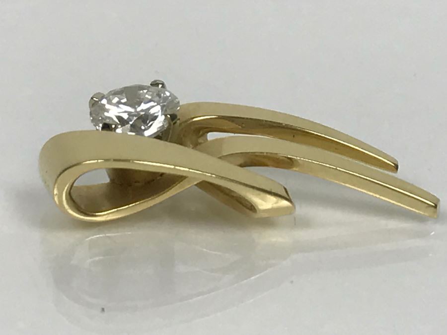 14K Yellow Gold Solitaire Diamond Pendant 1.00Ct Round Diamond Si-2 H-I 3.9g FMV $3,800 - Must See In Person [Photo 14]