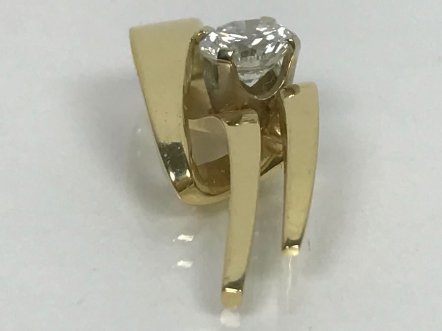 14K Yellow Gold Solitaire Diamond Pendant 1.00Ct Round Diamond Si-2 H-I 3.9g FMV $3,800 - Must See In Person [Photo 13]