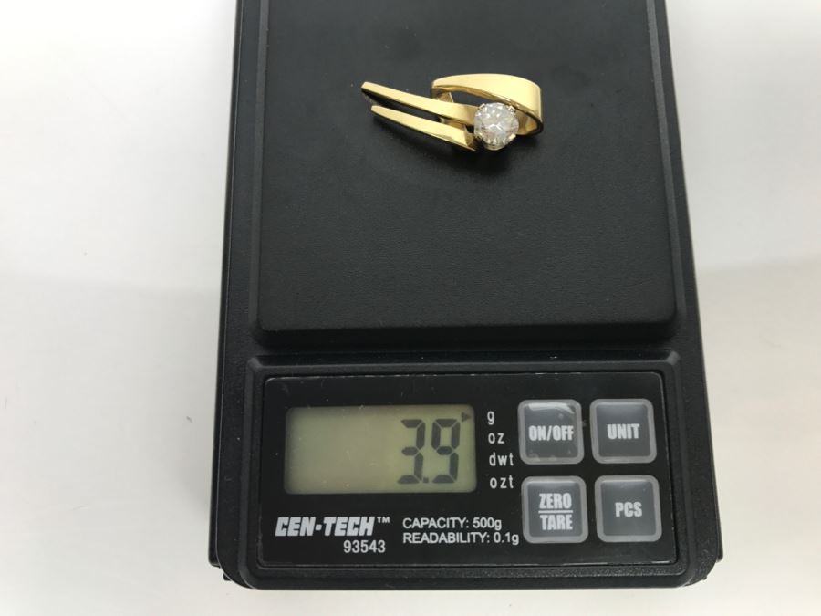 14K Yellow Gold Solitaire Diamond Pendant 1.00Ct Round Diamond Si-2 H-I 3.9g FMV $3,800 - Must See In Person [Photo 24]