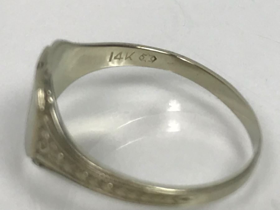 14K White Gold Signet Ring 1.3g Ring Size 4 3/4 [Photo 8]
