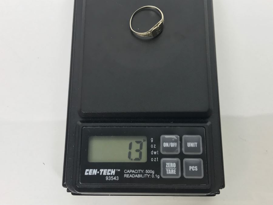 14K White Gold Signet Ring 1.3g Ring Size 4 3/4 [Photo 10]