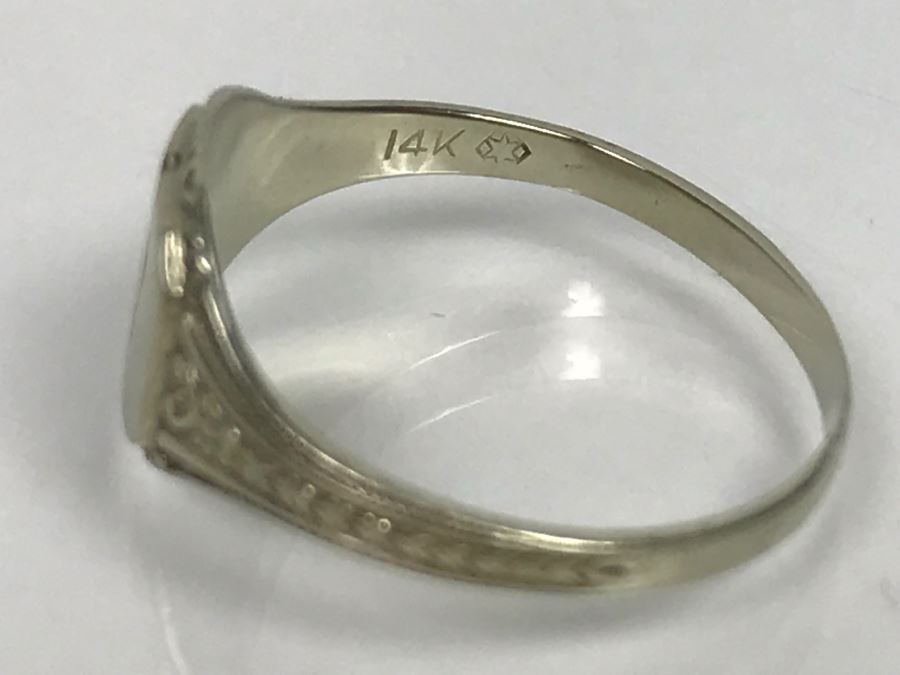 14K White Gold Signet Ring 1.3g Ring Size 4 3/4 [Photo 9]