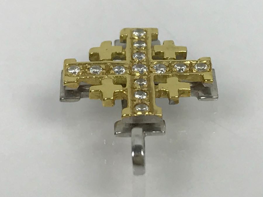 18K Yellow Gold Diamond Jerusalem Cross 1.8g .10Cttw FMV $200 [Photo 7]