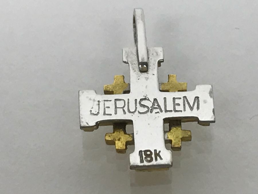 18K Yellow Gold Diamond Jerusalem Cross 1.8g .10Cttw FMV $200 [Photo 8]