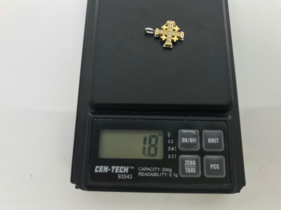 18K Yellow Gold Diamond Jerusalem Cross 1.8g .10Cttw FMV $200 [Photo 9]