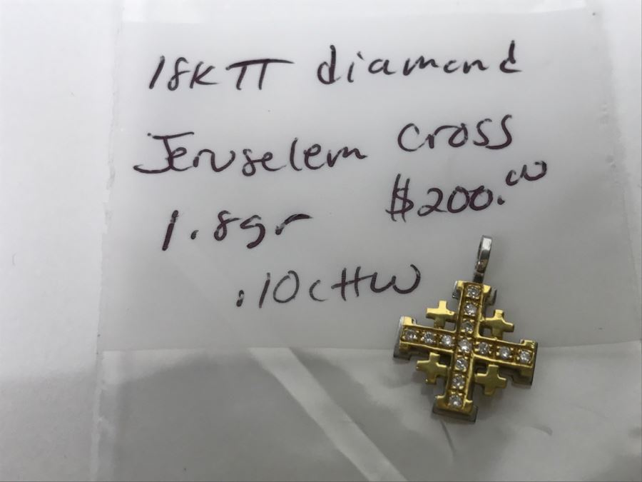 18K Yellow Gold Diamond Jerusalem Cross 1.8g .10Cttw FMV $200 [Photo 10]