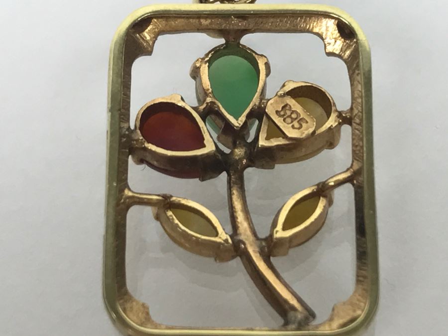 14K Yellow Gold Multi-Color Jade Pendant 4.1g FMV $200 [Photo 10]