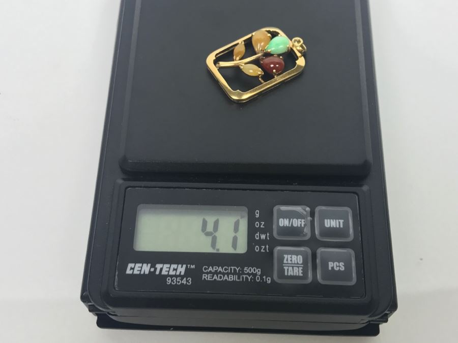 14K Yellow Gold Multi-Color Jade Pendant 4.1g FMV $200 [Photo 11]
