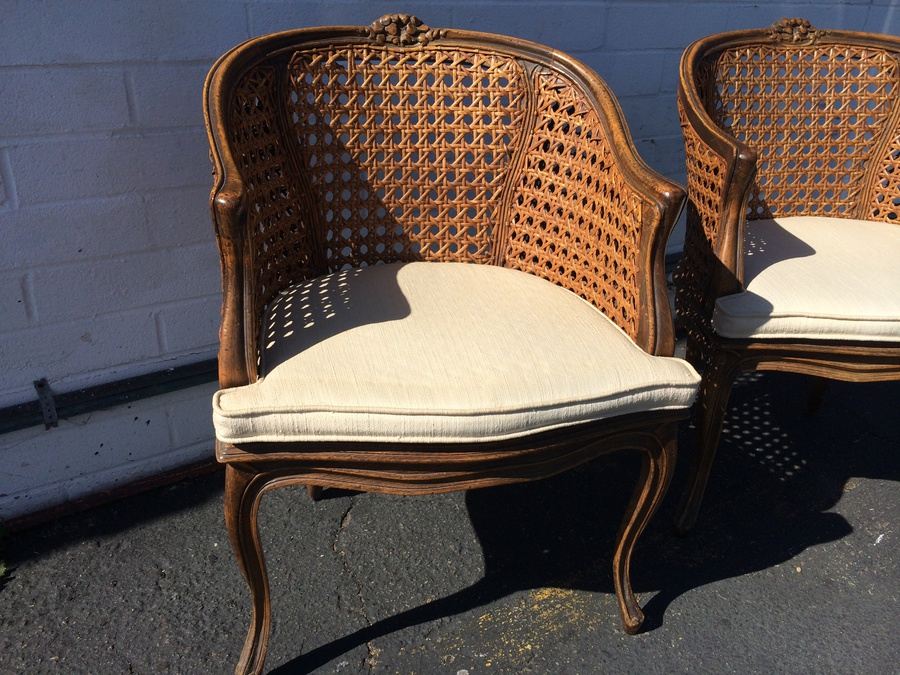 Cane Occasional Chairs with Silk Cushions [Photo 4]