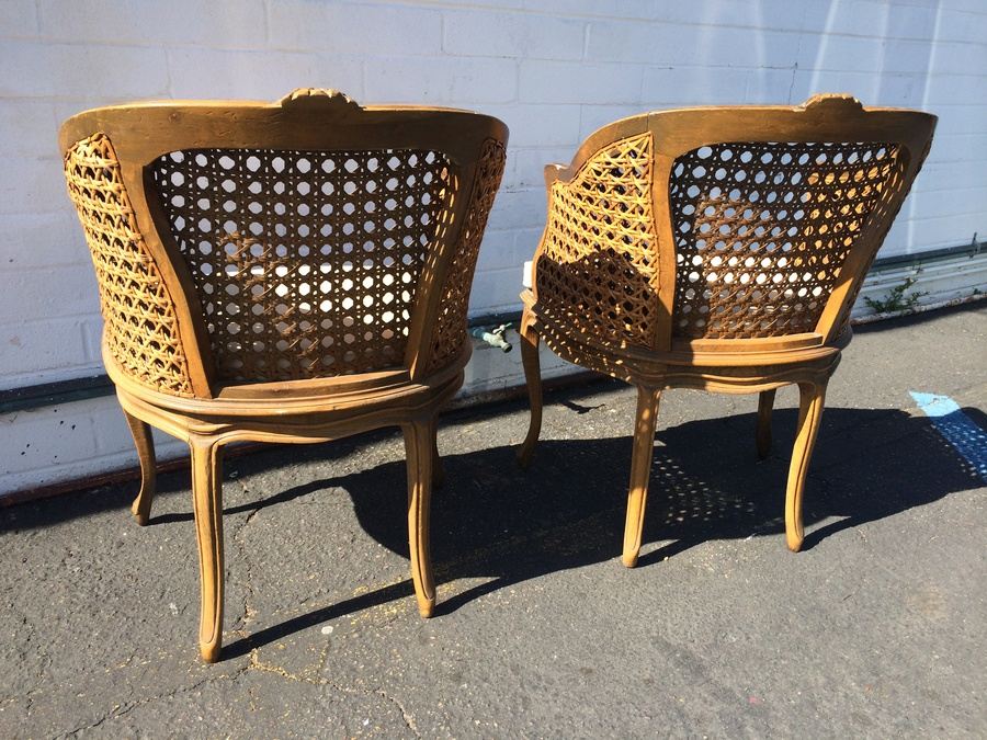 Cane Occasional Chairs with Silk Cushions [Photo 3]