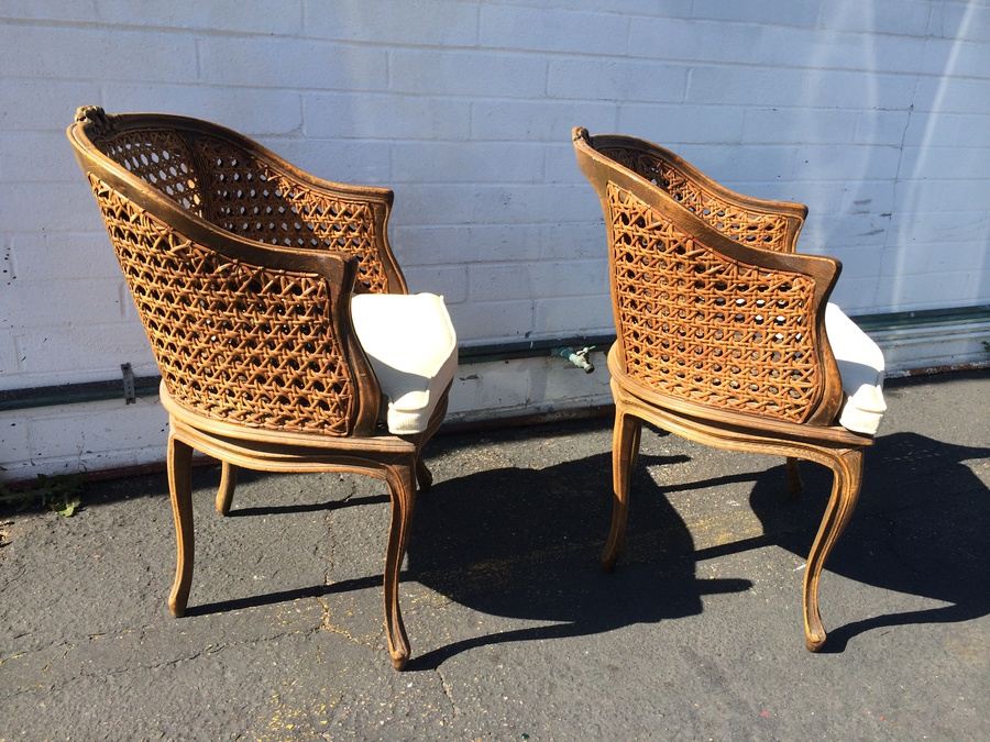 Cane Occasional Chairs with Silk Cushions [Photo 2]