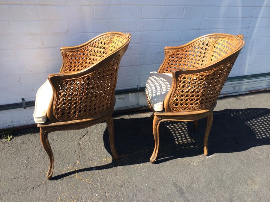 Cane Occasional Chairs with Silk Cushions [Photo 6]