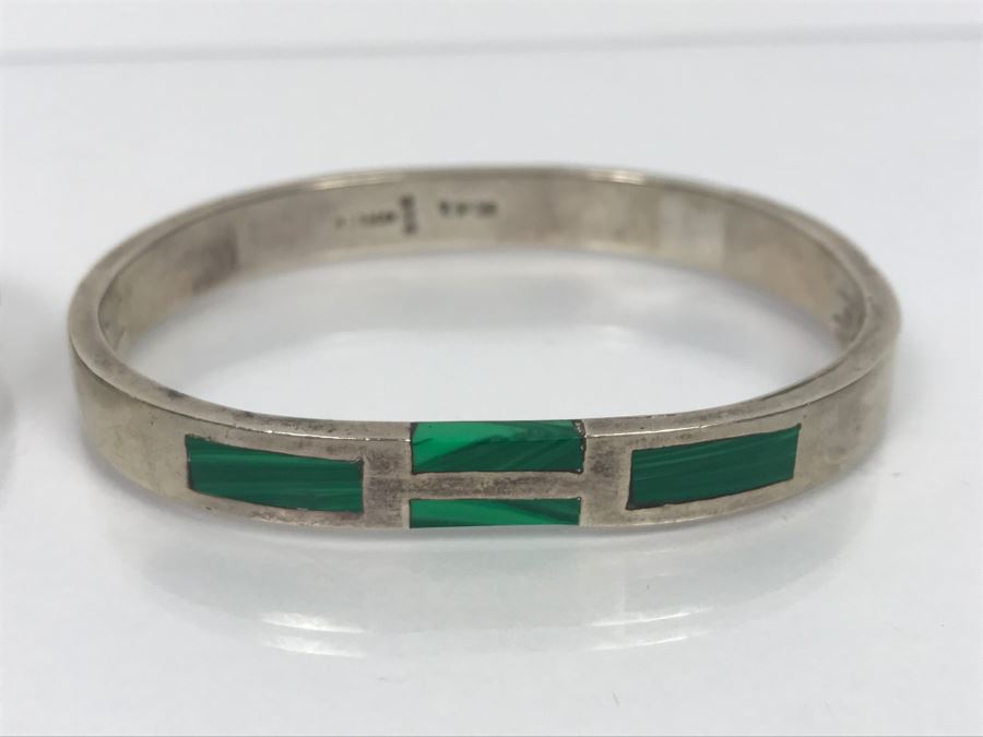 Pair Of Sterling Silver Bracelets - Black Bracelet Signed TY 72.1g [Photo 3]