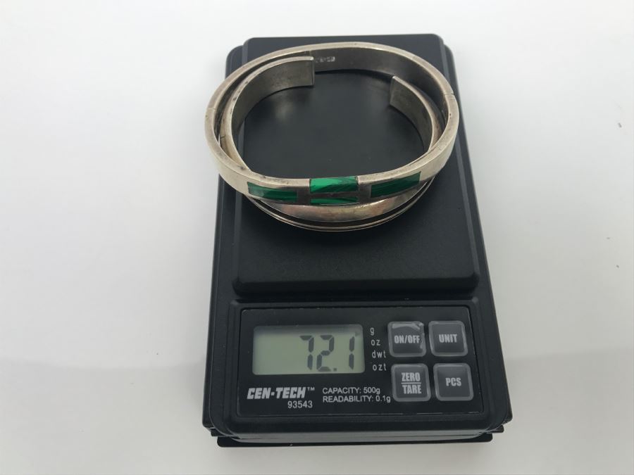 Pair Of Sterling Silver Bracelets - Black Bracelet Signed TY 72.1g [Photo 7]