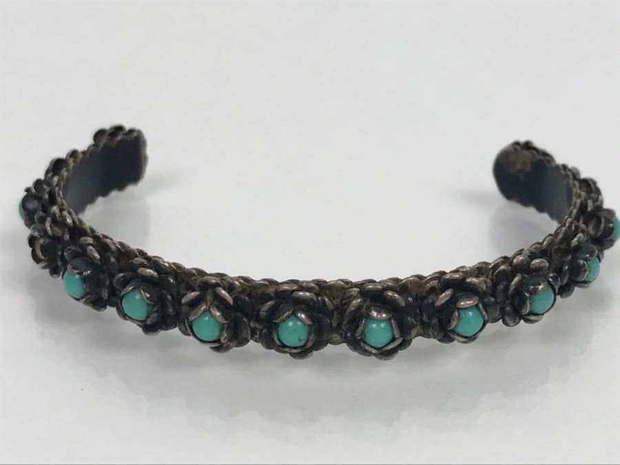 Various Sterling Silver Turquoise Jewelry Pieces Bracelet, Ring, Pendant And Cuff 81g [Photo 18]