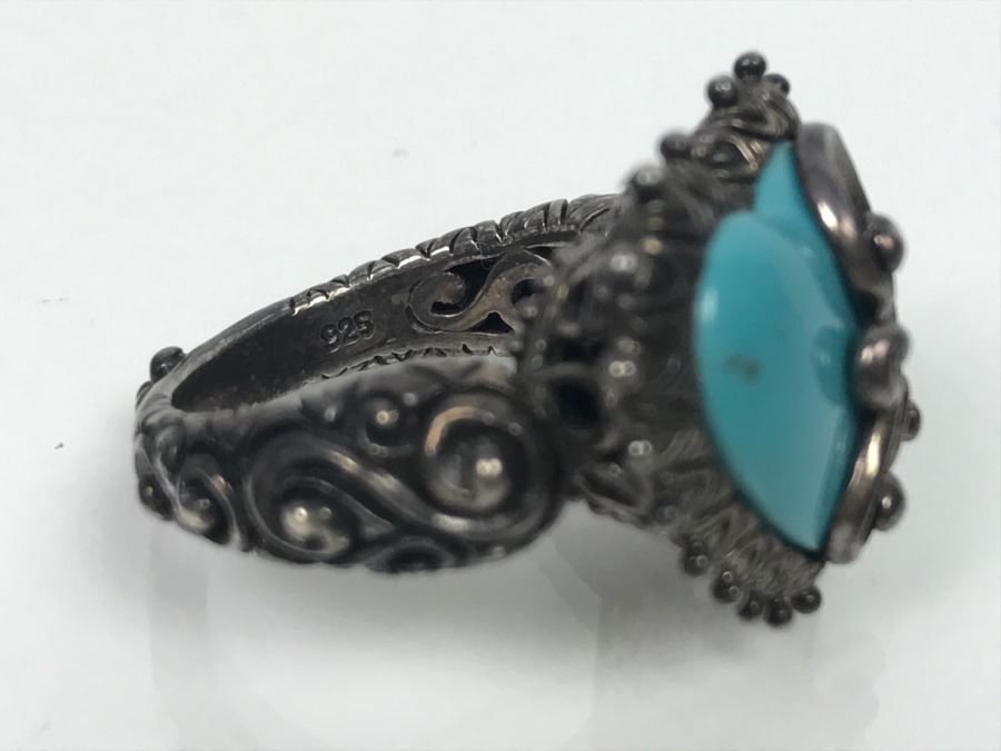 Various Sterling Silver Turquoise Jewelry Pieces Bracelet, Ring, Pendant And Cuff 81g [Photo 14]