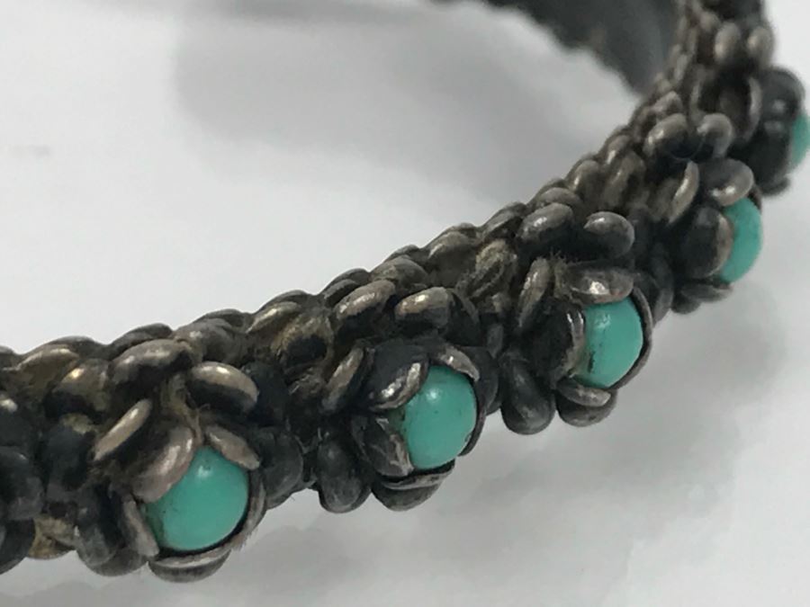 Various Sterling Silver Turquoise Jewelry Pieces Bracelet, Ring, Pendant And Cuff 81g [Photo 19]