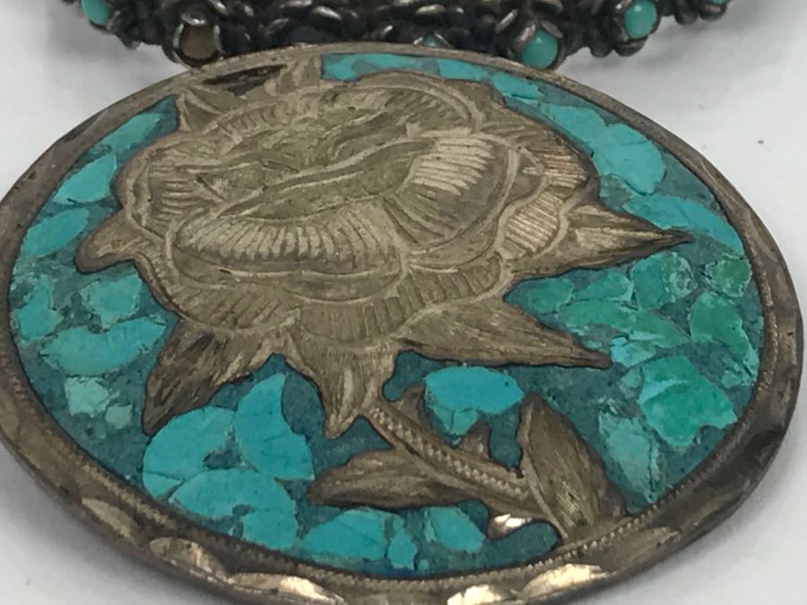 Various Sterling Silver Turquoise Jewelry Pieces Bracelet, Ring, Pendant And Cuff 81g [Photo 16]