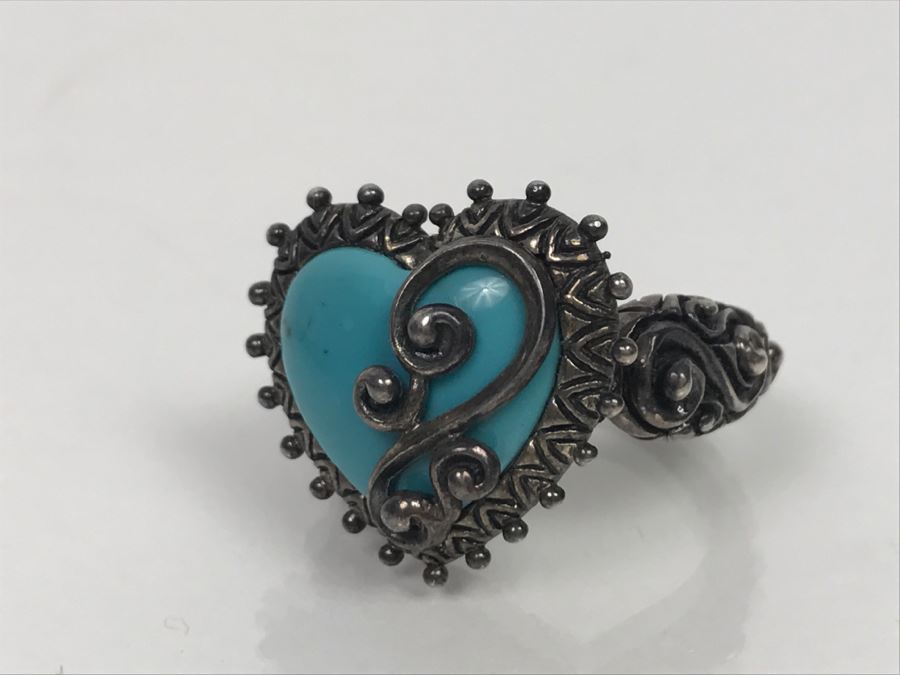 Various Sterling Silver Turquoise Jewelry Pieces Bracelet, Ring, Pendant And Cuff 81g [Photo 10]