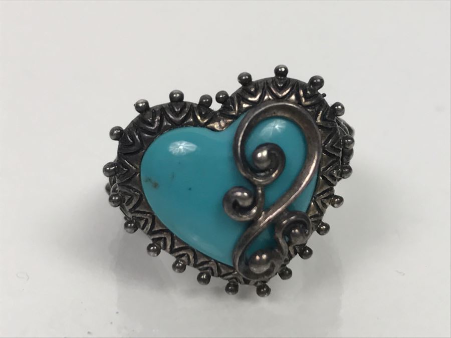 Various Sterling Silver Turquoise Jewelry Pieces Bracelet, Ring, Pendant And Cuff 81g [Photo 11]