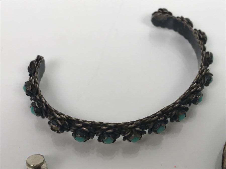 Various Sterling Silver Turquoise Jewelry Pieces Bracelet, Ring, Pendant And Cuff 81g [Photo 9]