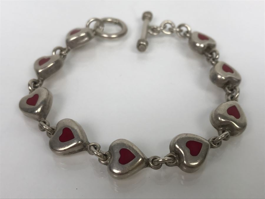 Sterling Silver Heart Shaped Bracelet 21.4g