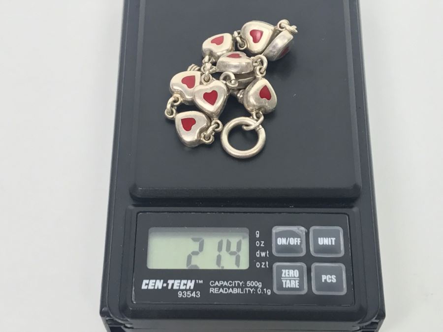 Sterling Silver Heart Shaped Bracelet 21.4g [Photo 6]