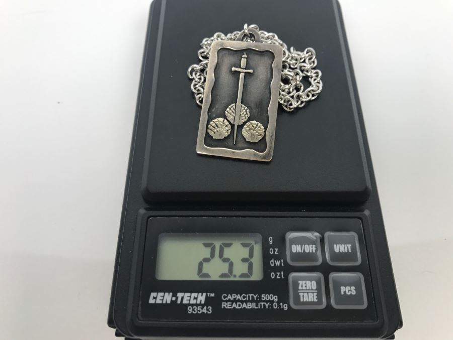 Sterling Silver Pendant With Sterling Silver Chain 25.3g [Photo 7]