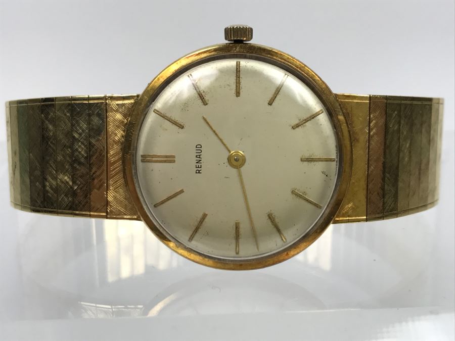 Rare RENAUD 18K Yellow Gold Watch With 18K Yellow Gold Watch Band 59.7g [Photo 23]
