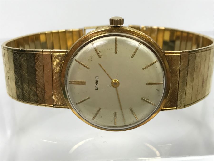 Rare RENAUD 18K Yellow Gold Watch With 18K Yellow Gold Watch Band 59.7g [Photo 24]