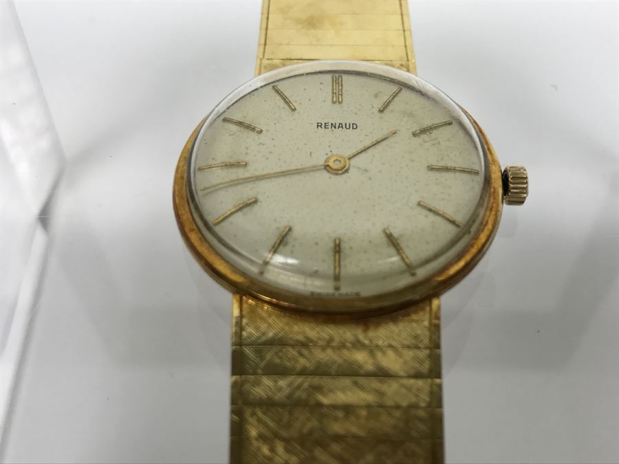 Rare RENAUD 18K Yellow Gold Watch With 18K Yellow Gold Watch Band 59.7g [Photo 8]