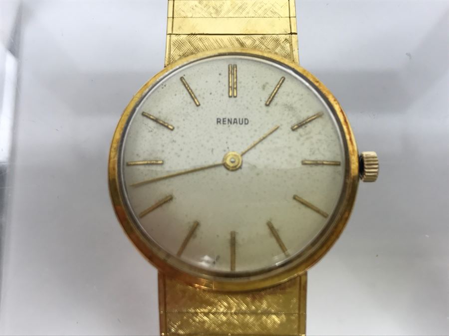 Rare RENAUD 18K Yellow Gold Watch With 18K Yellow Gold Watch Band 59.7g [Photo 10]