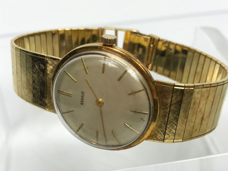 Rare RENAUD 18K Yellow Gold Watch With 18K Yellow Gold Watch Band 59.7g